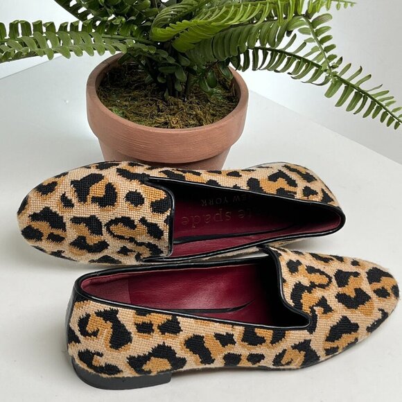 Kate Spade Shoes Needlepoint  Leopard Print Leather Size 6.5 - Picture 12 of 14